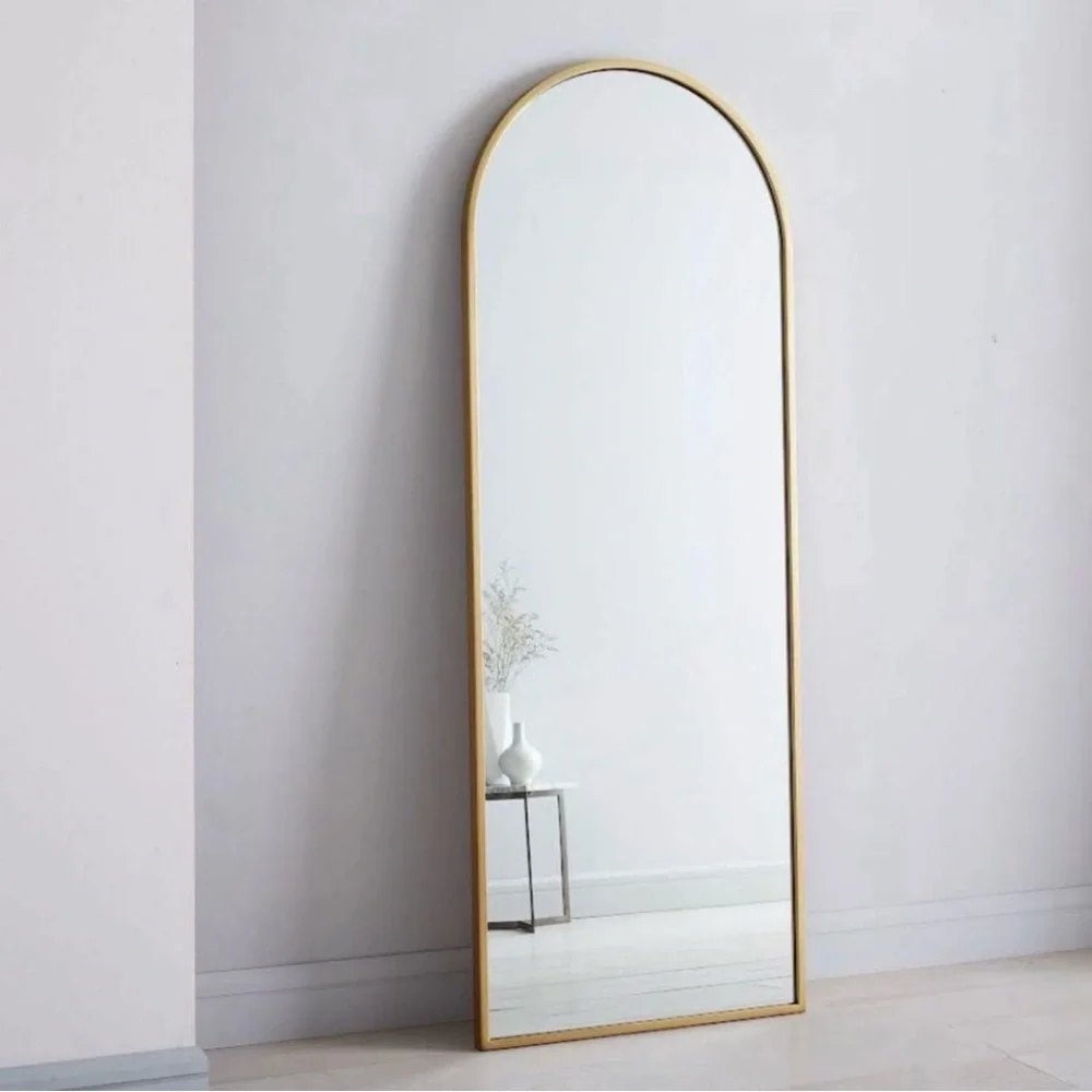 NEW West Elm Full Length Arched Gold Framed Boho Floor / Wall Mirror - 65